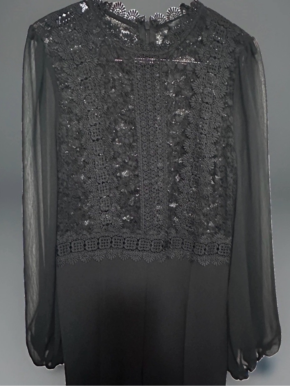 EMPRADA Black Lace Sheer Long Sleeve Wide-Leg Jumpsuit — Size XXL